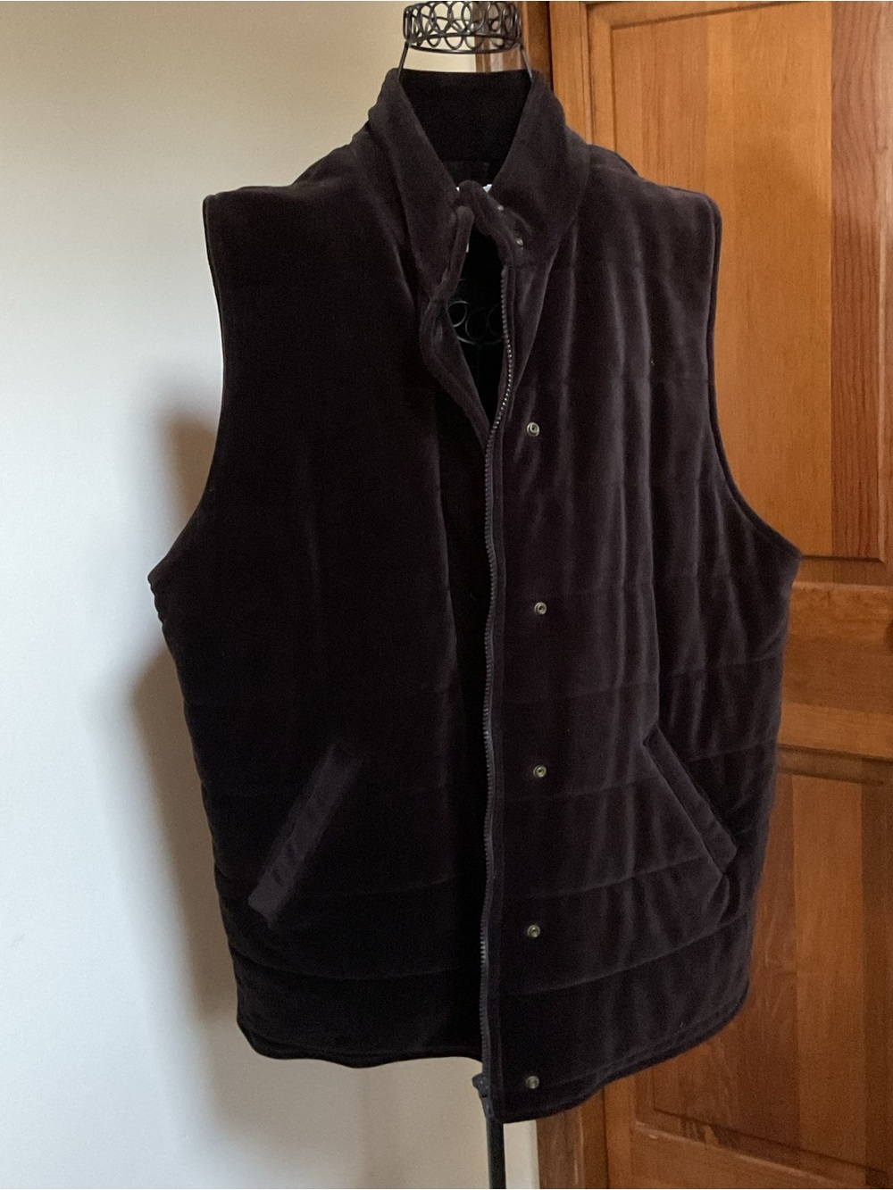 Ladies chocolate velvet down vest XL